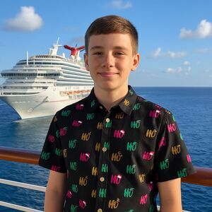 Wurl Boys Collared Shirt "Ho Ho Ho" Black Christmas Cruise Party Youth Sz Medium